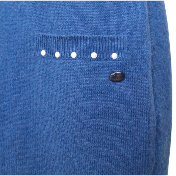 CHANEL Blue Sweater Dress Knit Pearls Shift Pockets Sleeveless Cashmere Sz 34 - Picture 7 of 10